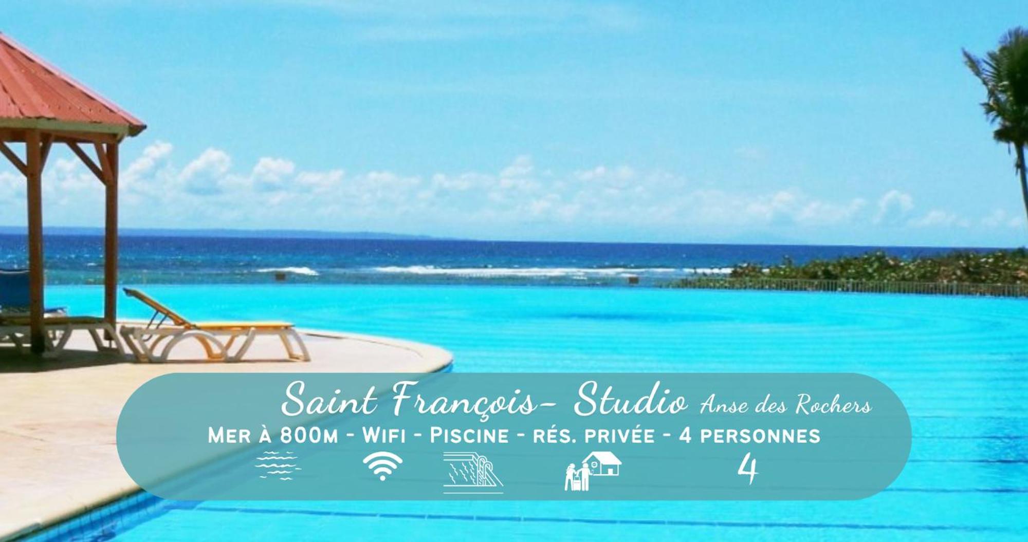 Chaleureux Studio 4 Personnes - Residence Anse Des Rochers - " Les Alizes Du Soir " Tout Equipe Et Citerne D'Eau Saint-Francois  Exterior foto
